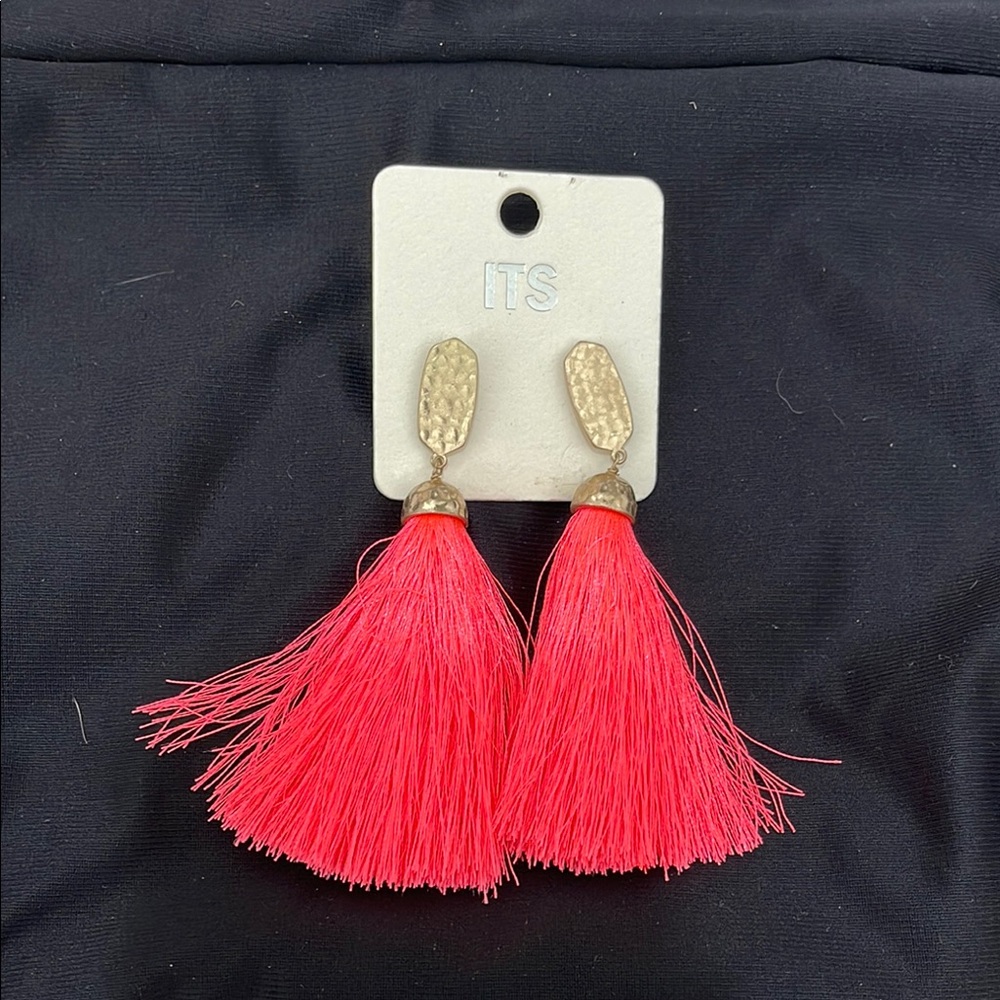 NEW Hot Pink Tassel Stud Post Earrings